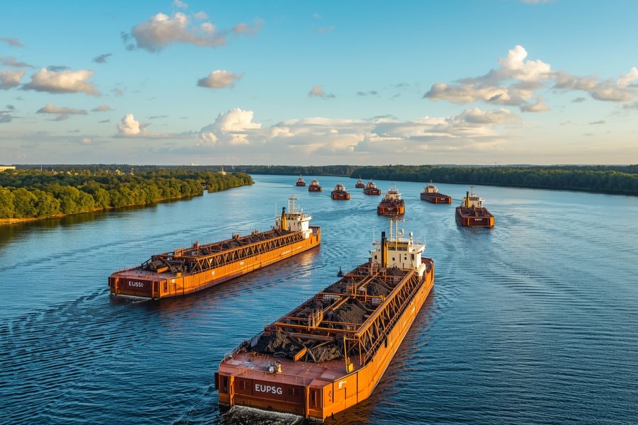 Lucid_Origin_Dredging_barges_transporting_soil_and_debris_in_t_1