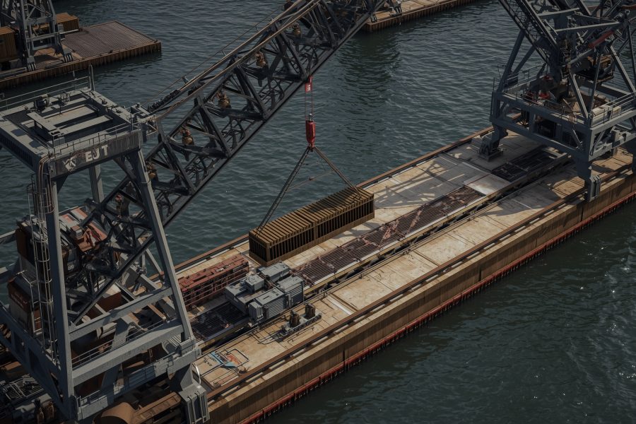 Lucid_Origin_Ultrarealistic_cinematic_photo_of_crane_barges_li_0